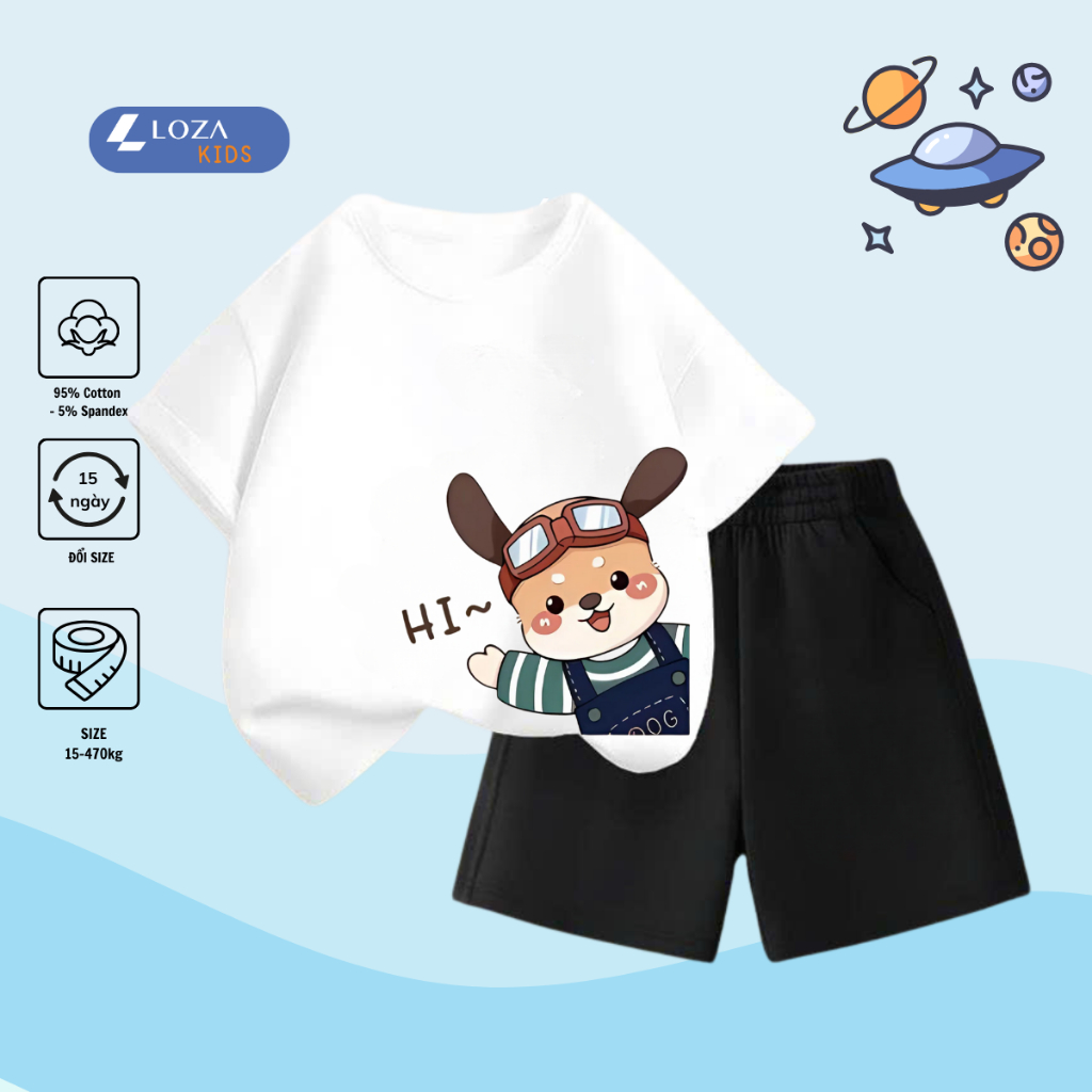 Bộ đồ  bé trai in hình gấu Hi -  Loza Kids SB235_thumbnail_1