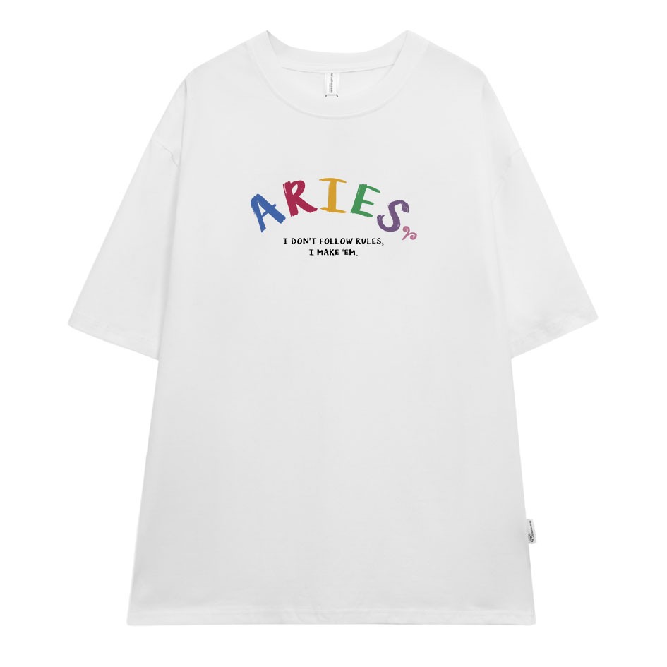 Áo thun nữ form rộng ATD372 cung hoàng đạo Bạch Dương ARIES Miucho cotton cổ tròn in typography_thumbnail_6