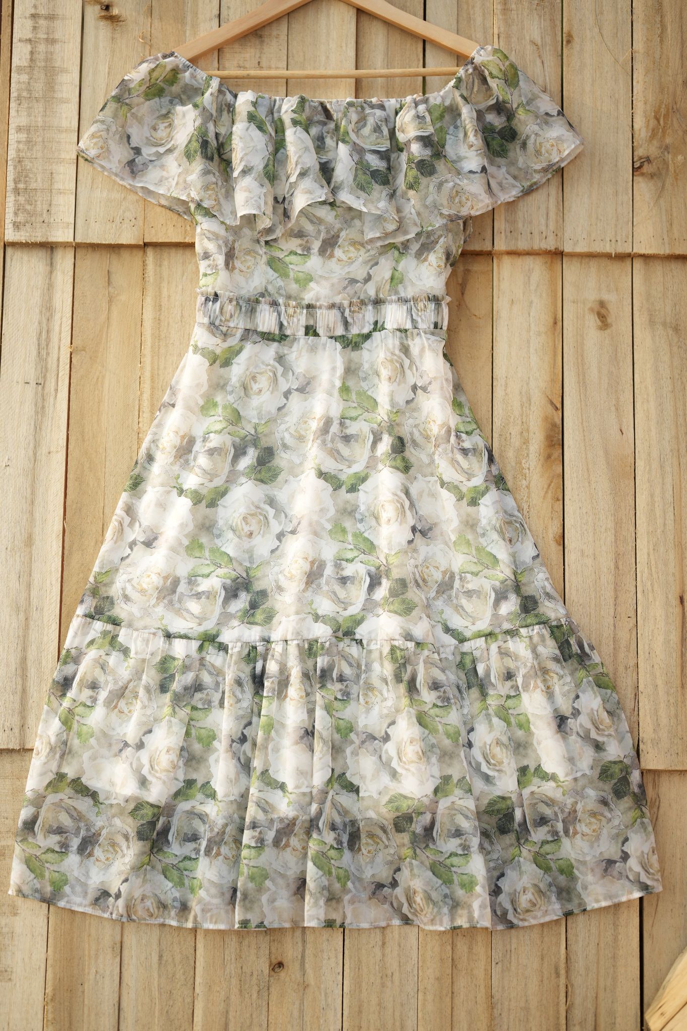 ĐẦM TRỄ VAI TƠ ÓNG HOA XANH- ROSALIND DRESS_thumbnail_5