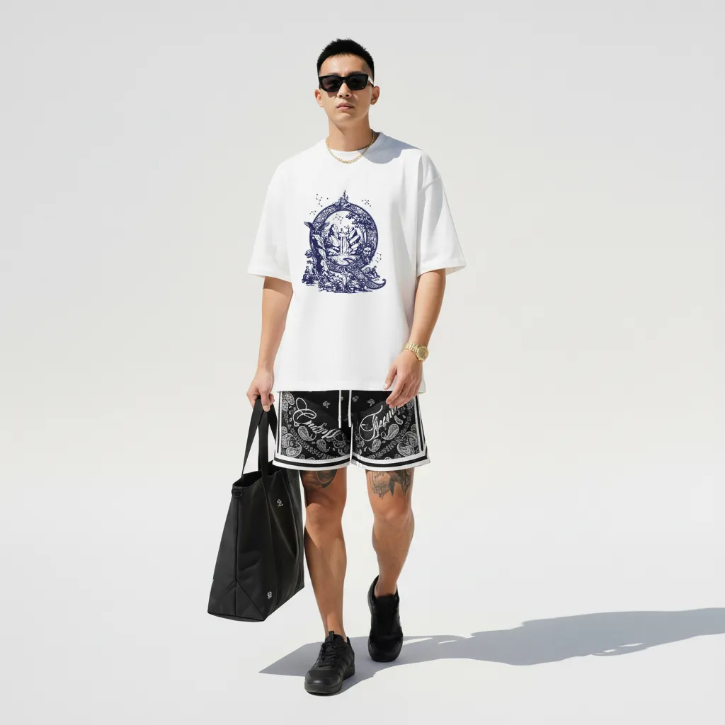 Áo thun form rộng Miucho Iconic chữ Q nghệ thuật vải cotton thoáng mát cổ tròn tay ngắn 2762_thumbnail_8