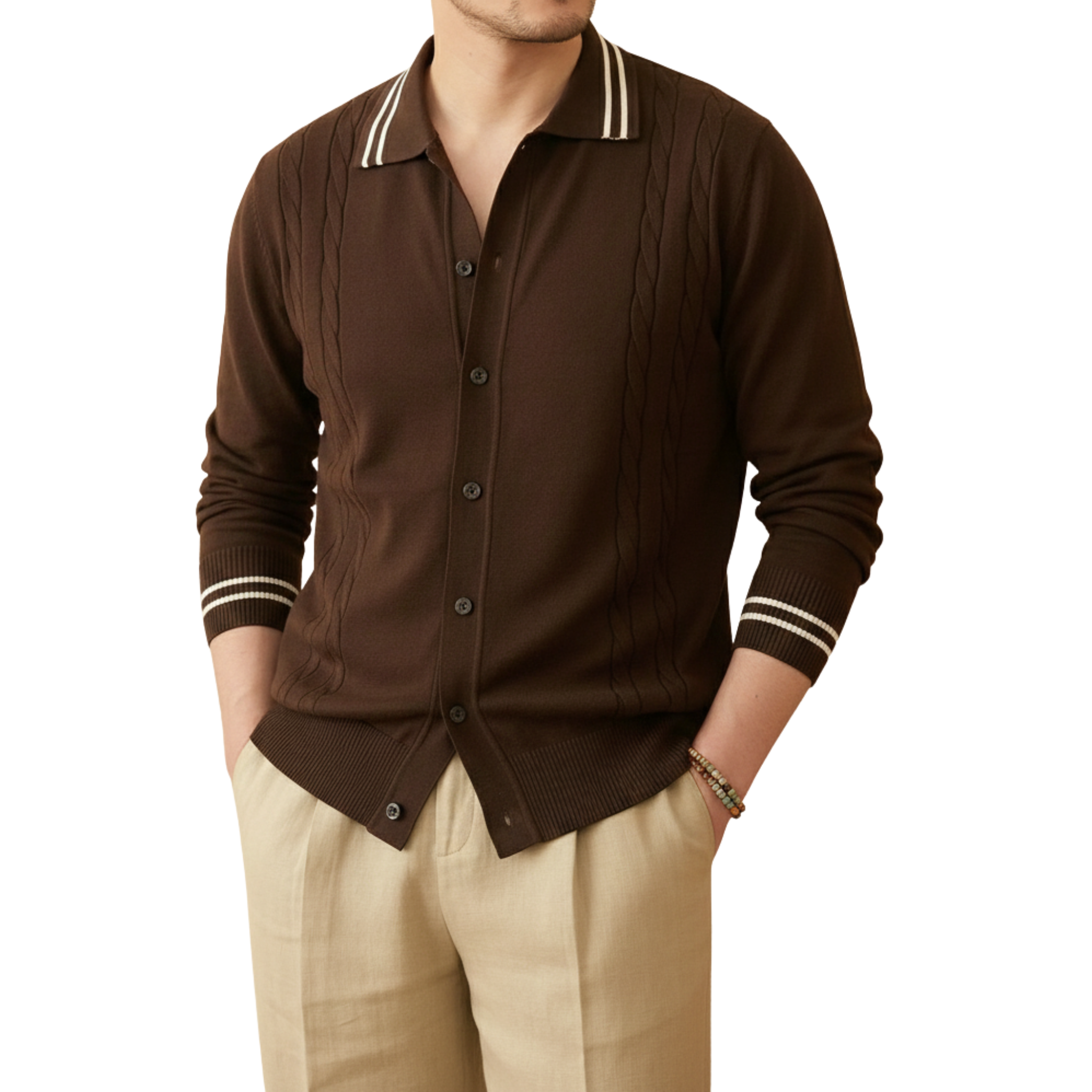 Áo Polo Dệt Thừng Tay Dài