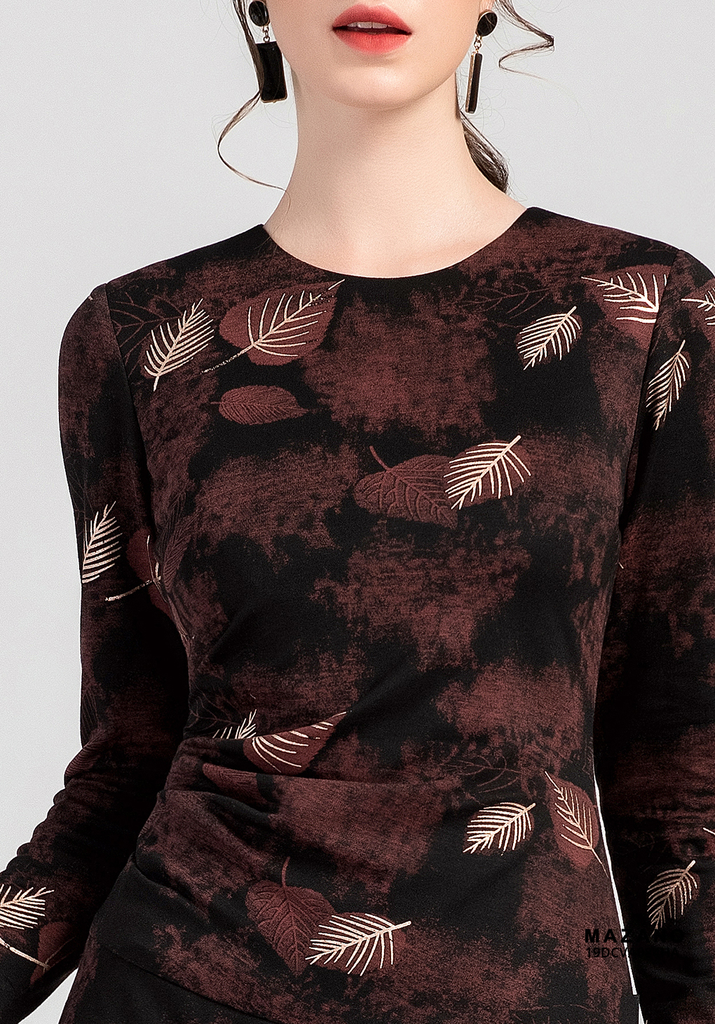 Đầm len nâu họa tiết lá cây_thumbnail_4