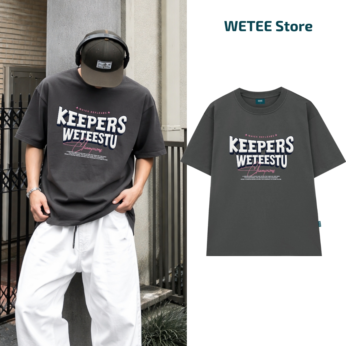 Áo thun unisex UX30-1130 in chữ KEEPERS WETEESTU dáng oversized local brand WETEE