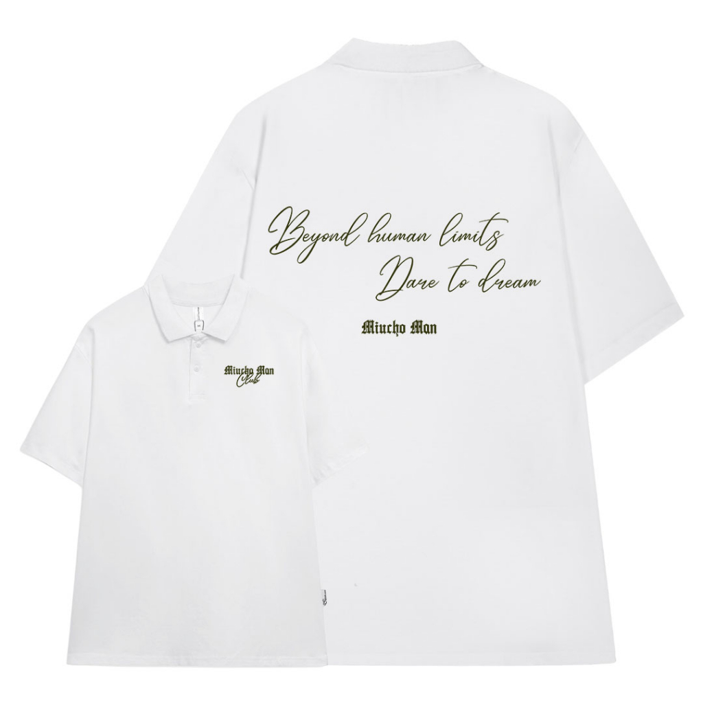 Áo polo nam form rộng đẹp PLD195 Miucho Man tay lỡ vải cotton mềm mại cho nam in Typography_thumbnail_0