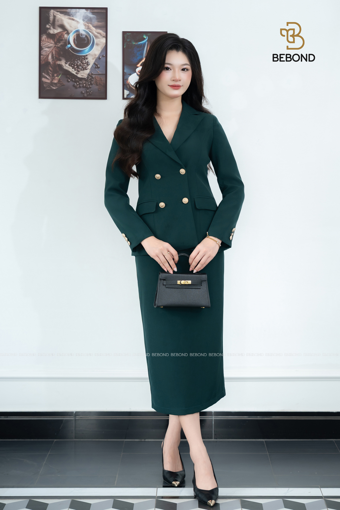 Set vest dài tay ANSEL màu XANH RÊU_thumbnail_0