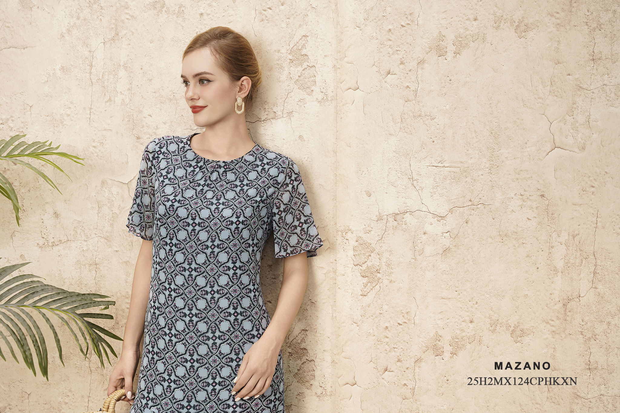 Váy Maxi eo suông vải Voan Cổ tròn Tay ngắn Dài Váy đến mắt cá_thumbnail_4