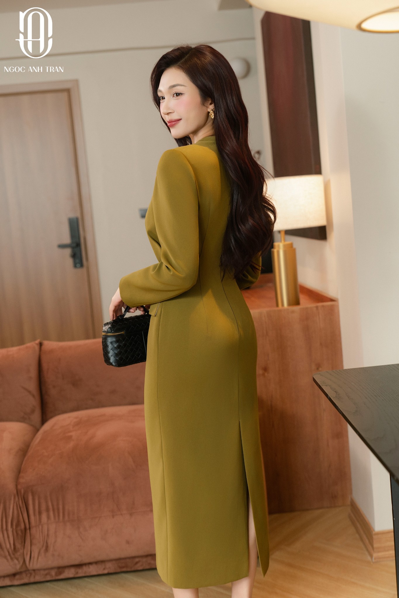 D159 - Đầm xanh rêu dài tay_thumbnail_7