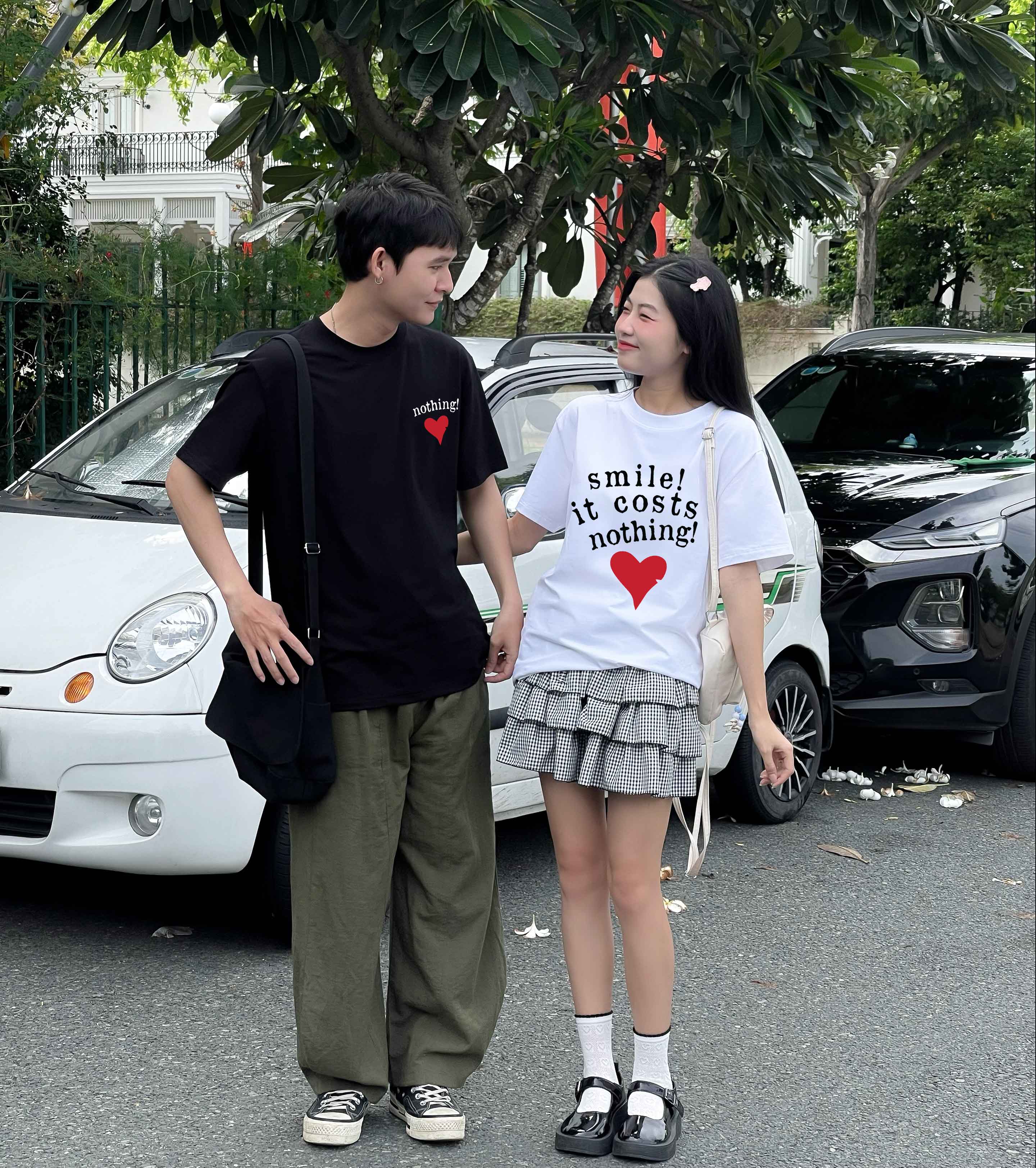 Áo phông đôi nam nữ trái tim form rộng 1967 Miucho Club cổ tròn vải cotton 2c 250gsm in typography_thumbnail_3