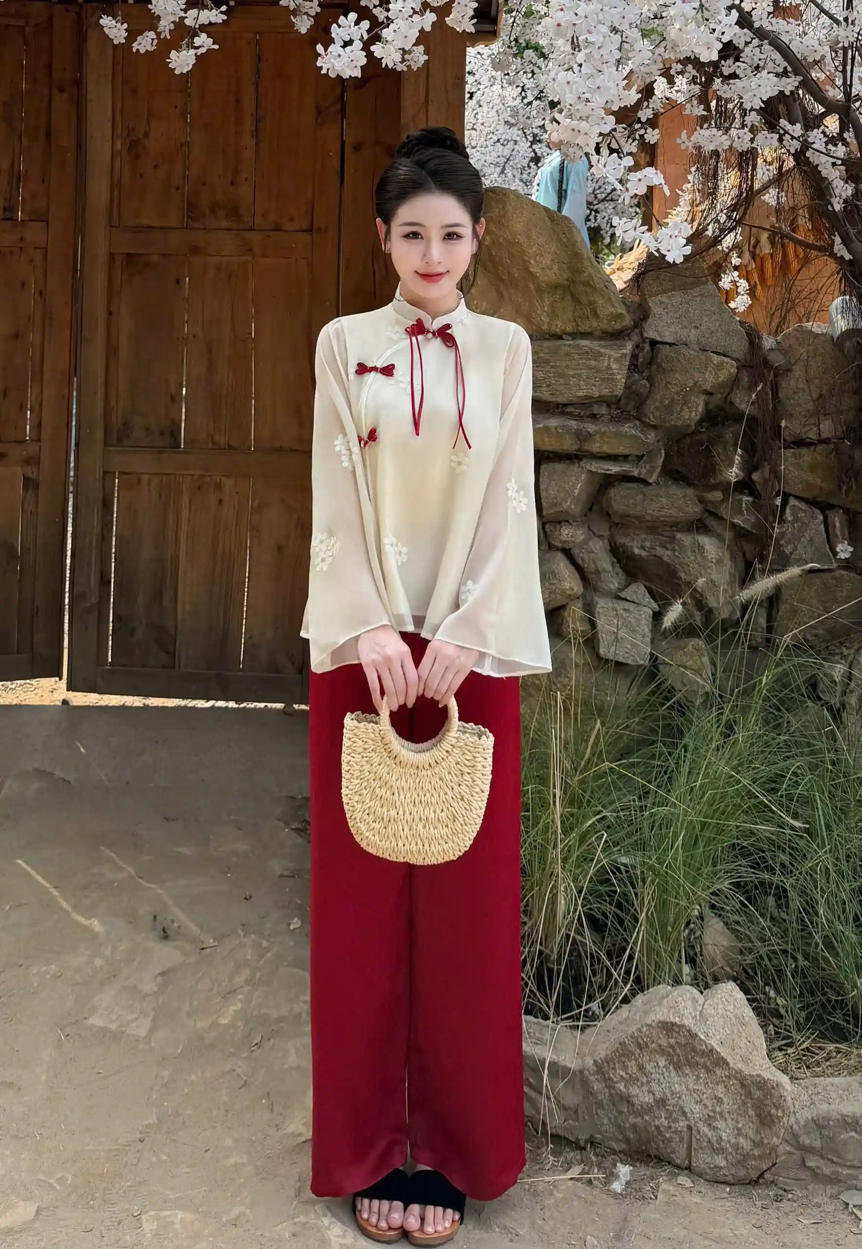 Bộ Thêu Nổi Cúc Nơ