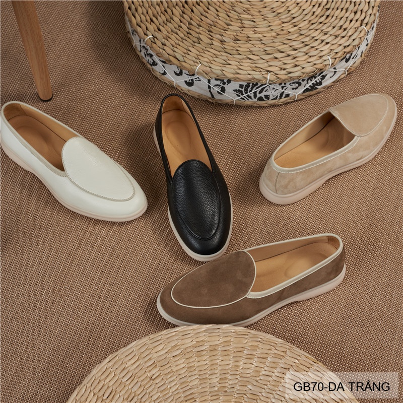 GB70 - Giày Lười Nam Da Bò Phong Cách Anh Quốc, Đế Mềm Thoáng Khí, 4 Màu Da Trắng Kaki Mơ Đen_thumbnail_31