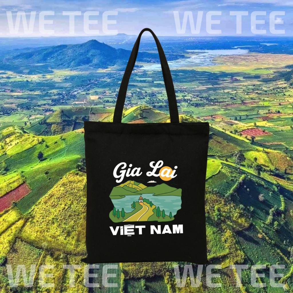 Túi tote vải canvas du lịch Việt Nam có khóa kéo và ngăn phụ, màu đen - We Tee TOTE17_thumbnail_14