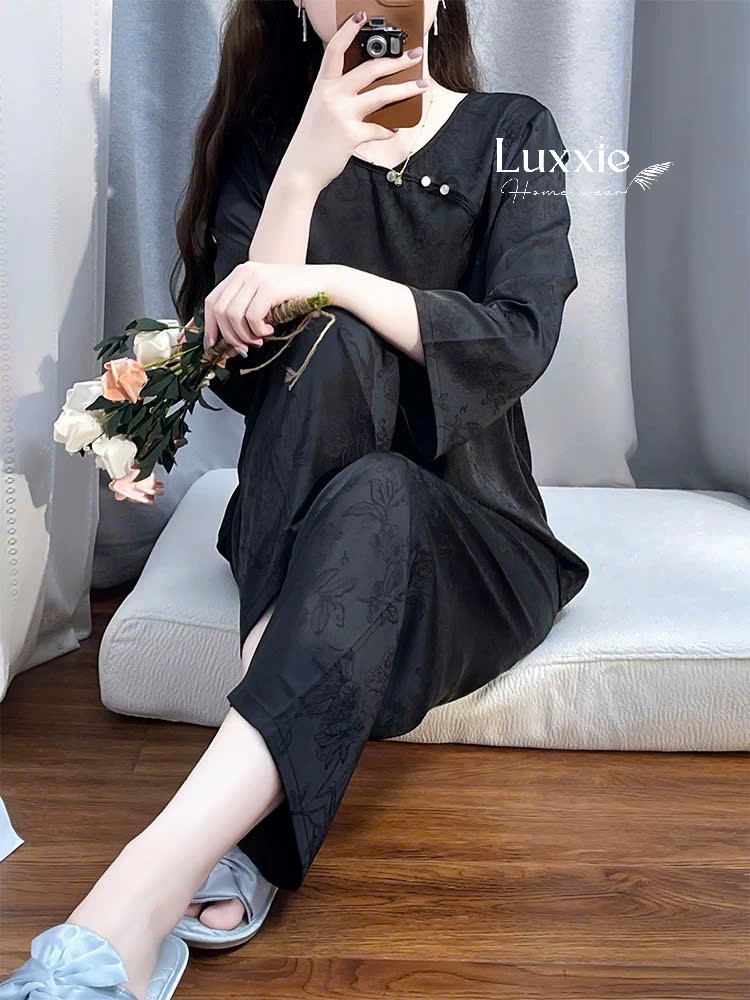 N120 Pijama lụa QCCC màu đen phong cách Trung Hoa_thumbnail_3