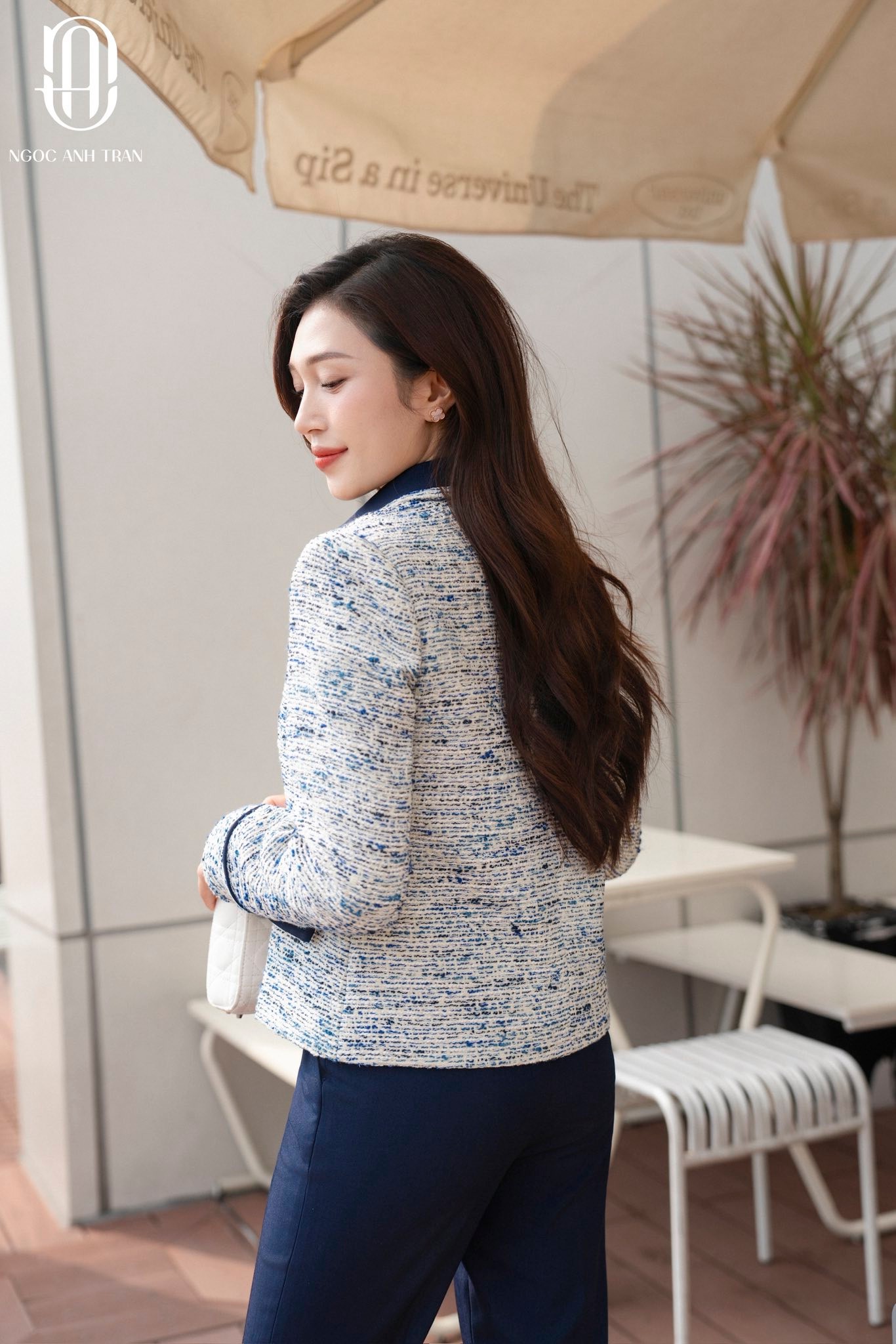 A234 - Set áo kiểu dệt sợi xanh phối quần baggy navy_thumbnail_2