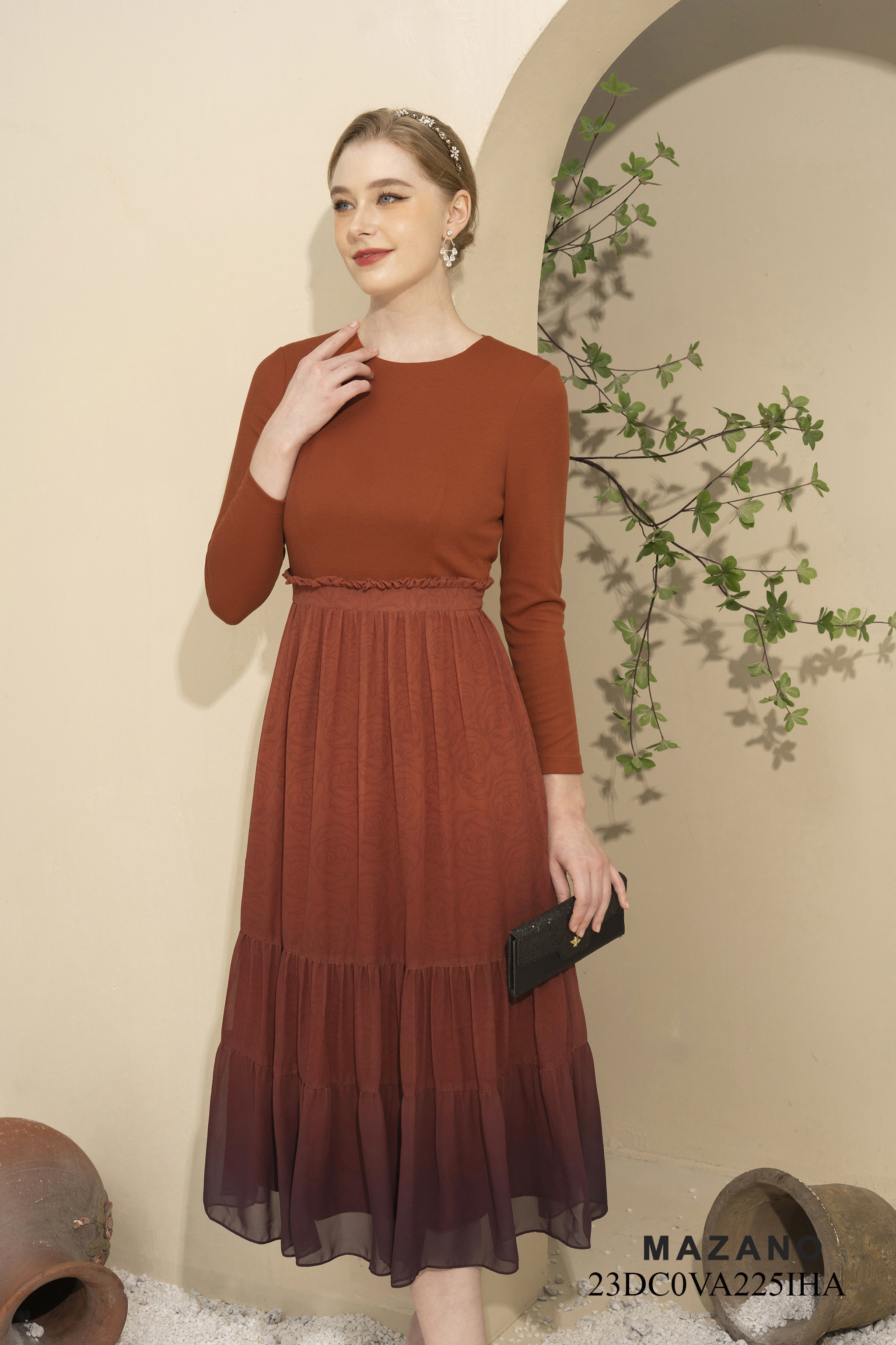 Đầm dệt kim phối chân voan ombre_thumbnail_2