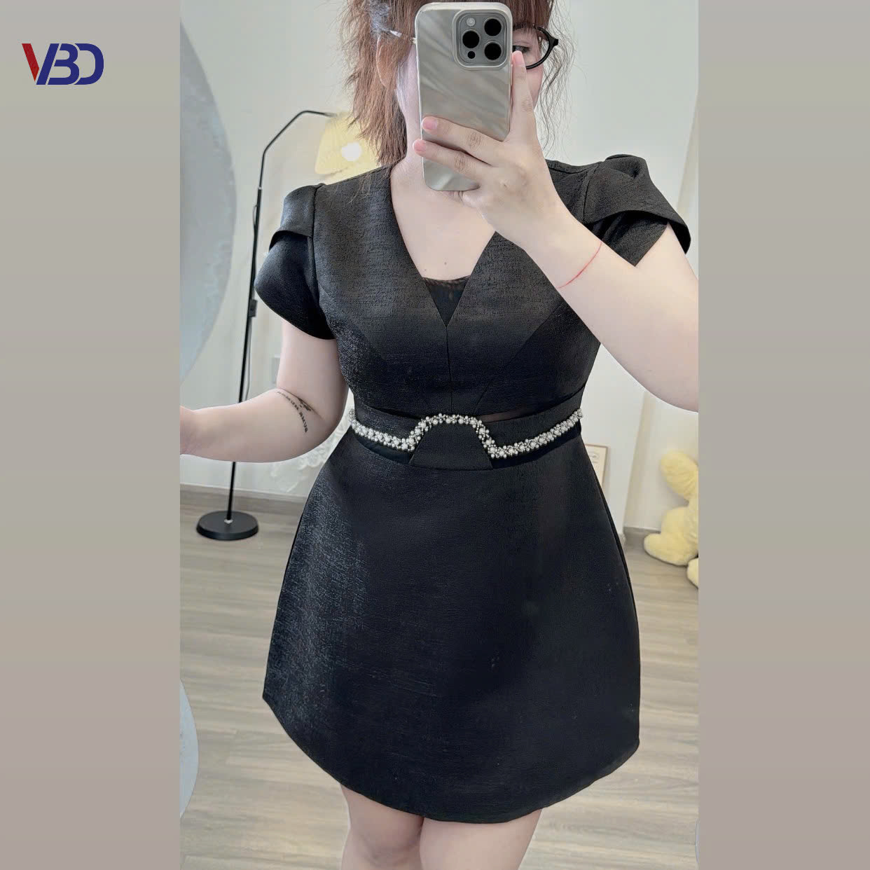 Đầm kiểu khoét eo phối lưới kiểu bigsize DA134 dành cho nàng béo mập từ 55-95kg_thumbnail_3