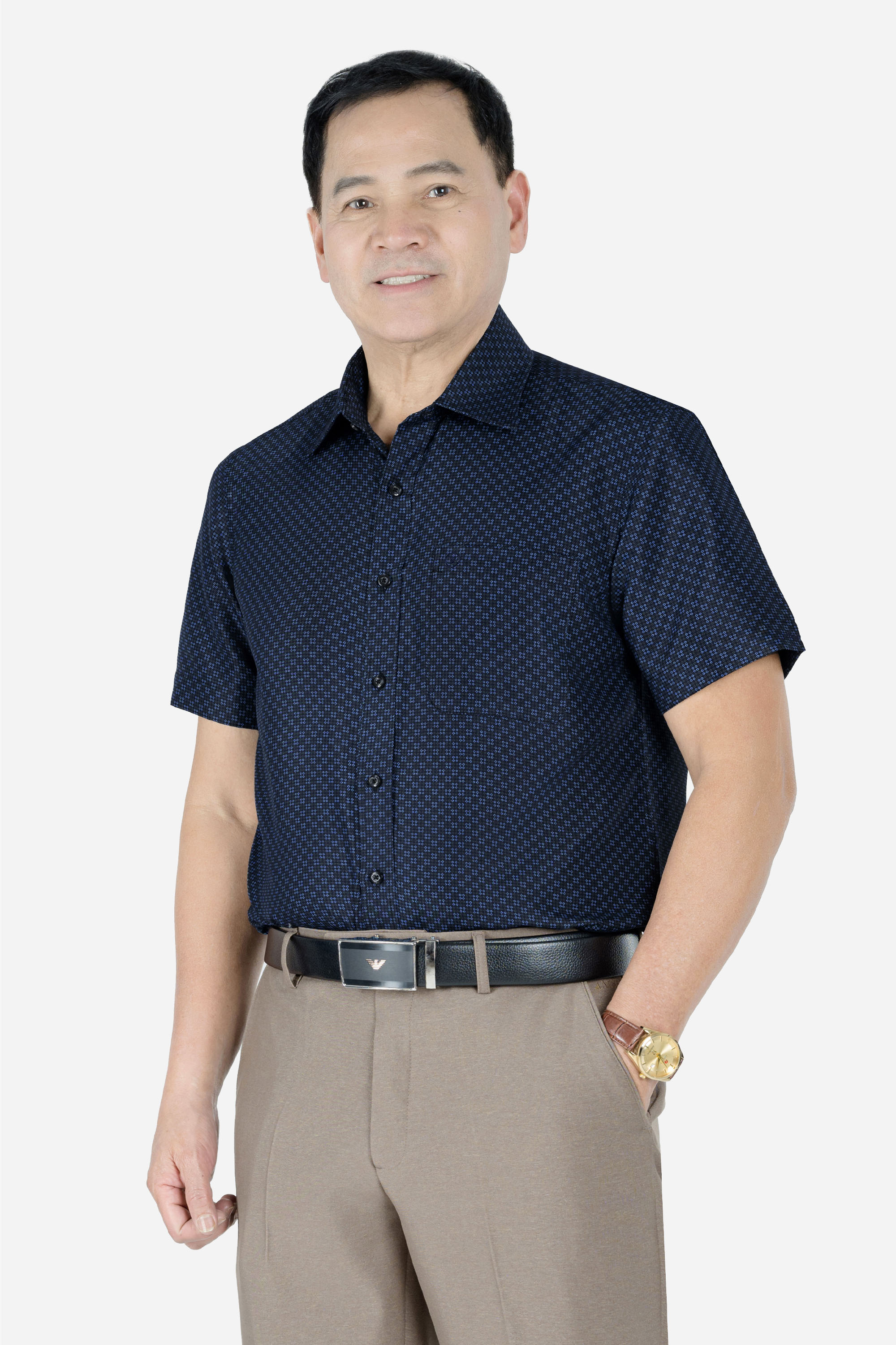 Sơ Mi Họa Tiết Nam Trung Niên ANCHI Chất Liệu Cotton Phom Suông Vạt Ngang Màu Cổ Vịt_thumbnail_2