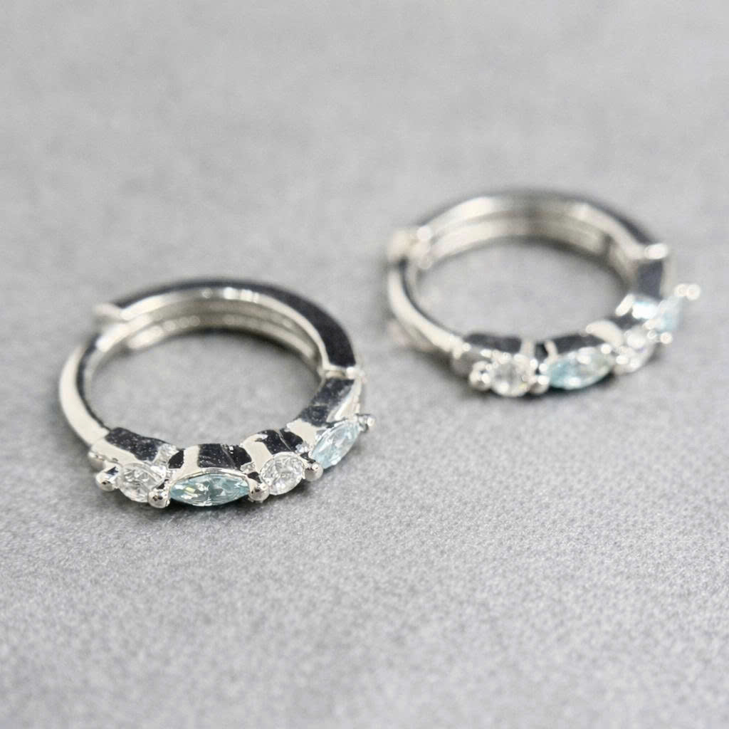 Khuyên vòng kiểu đá xanh trắng hợp kim 8mm