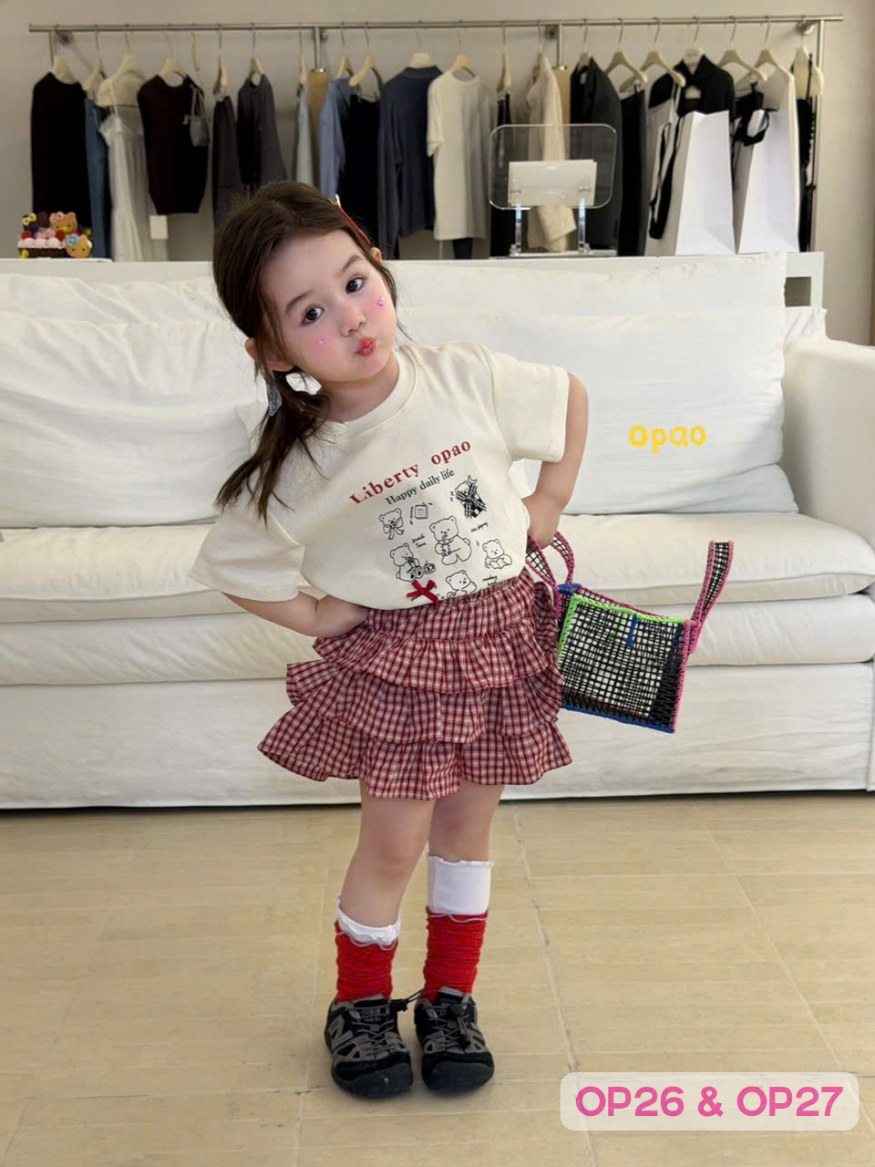 OP26 - Áo thun hình in gấu hoạt hình chữ Liberty Opao hãng Opao_thumbnail_0