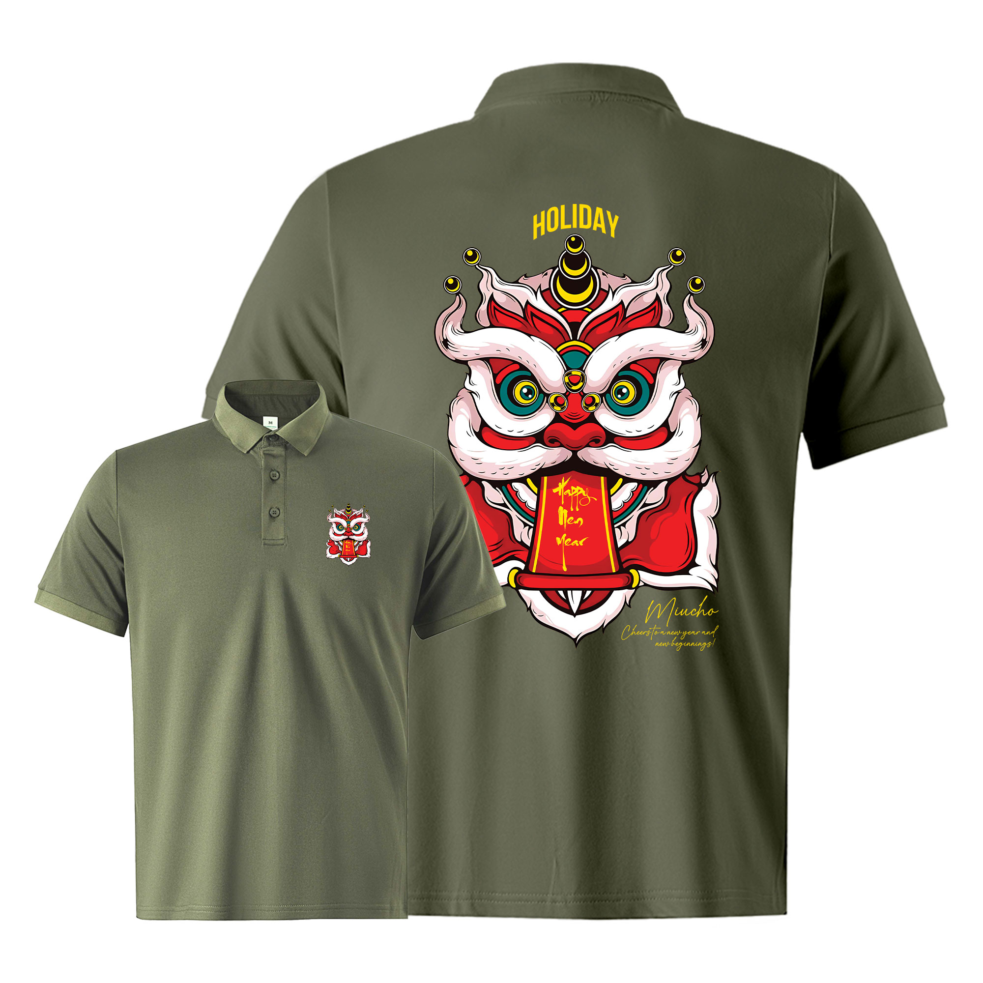 Áo polo nam form vừa 1899 Miucho Iconic vải cá sấu đứng form thoáng mát in artwork_thumbnail_10