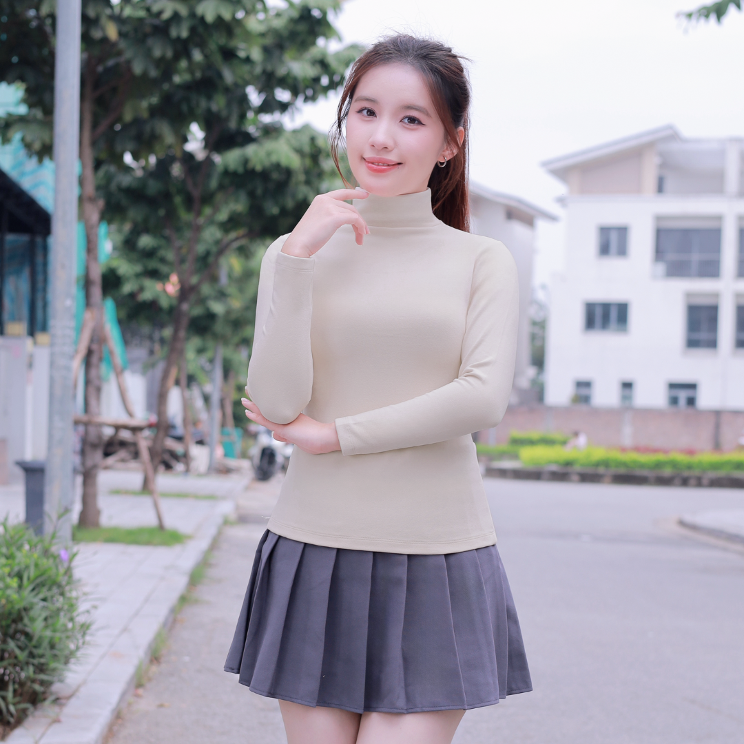 AGN2 - Áo Giữ Nhiệt Nữ Cổ Cao Lót Lông 2 Mặt 188_thumbnail_5