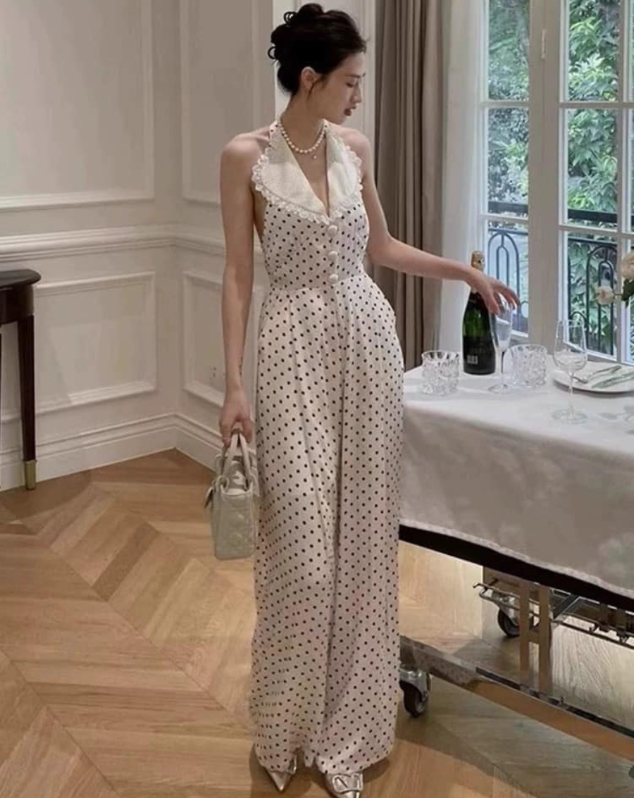 Jumpsuit cổ yếm phối bèo cổ họa tiết chấm bi xinh_thumbnail_3