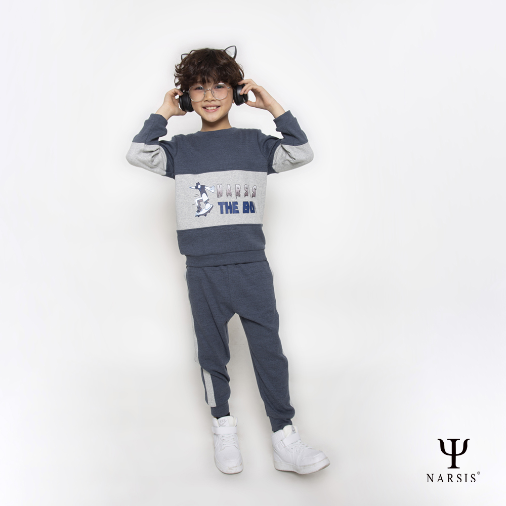 Bộ bé trai thu đông Narsis KE2061 chất cotton len, thiết kế giữ ấm hiệu quả.