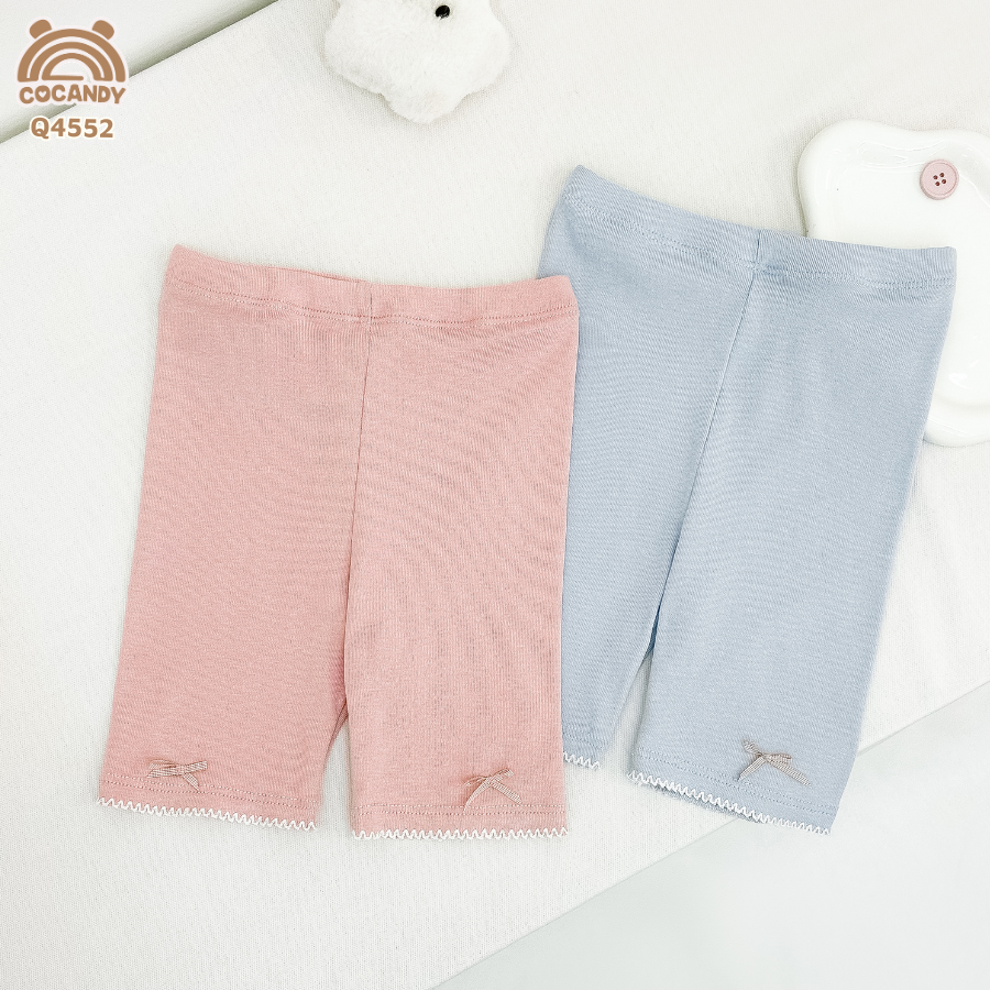 Set 2 quần legging cộc HỒNG XANH S2 phối sóng nơ