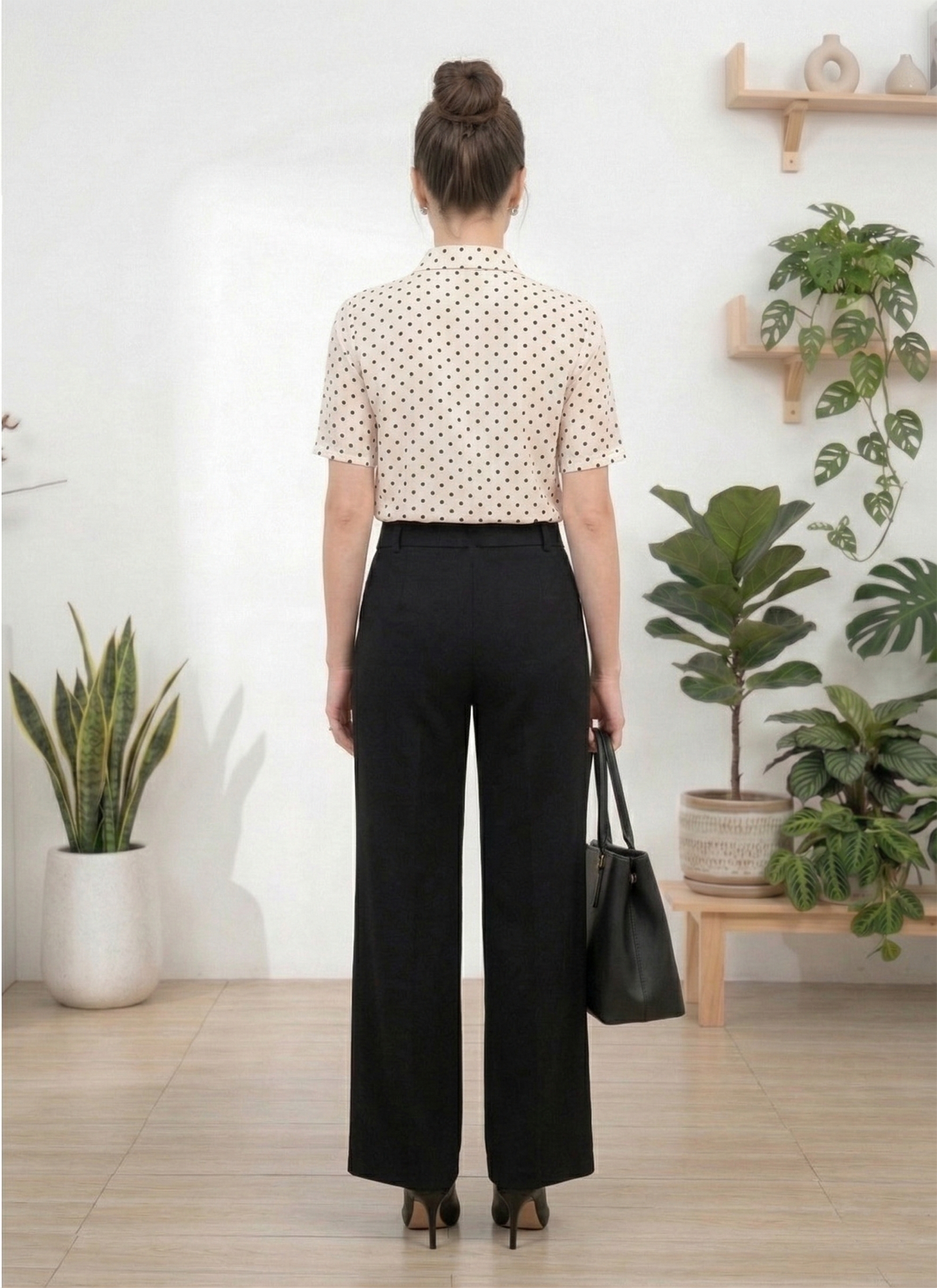 Quần vải tuytxi đen cạp cao dáng suông thẳng thiết kế MAZANO_thumbnail_3