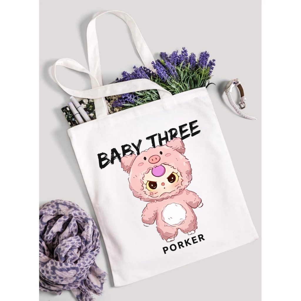 Túi tote Baby Three V3 - Túi Baby Three canvas 33x37cm có túi phụ đựng vừa A4, laptop - LOZA TOTE16_thumbnail_2