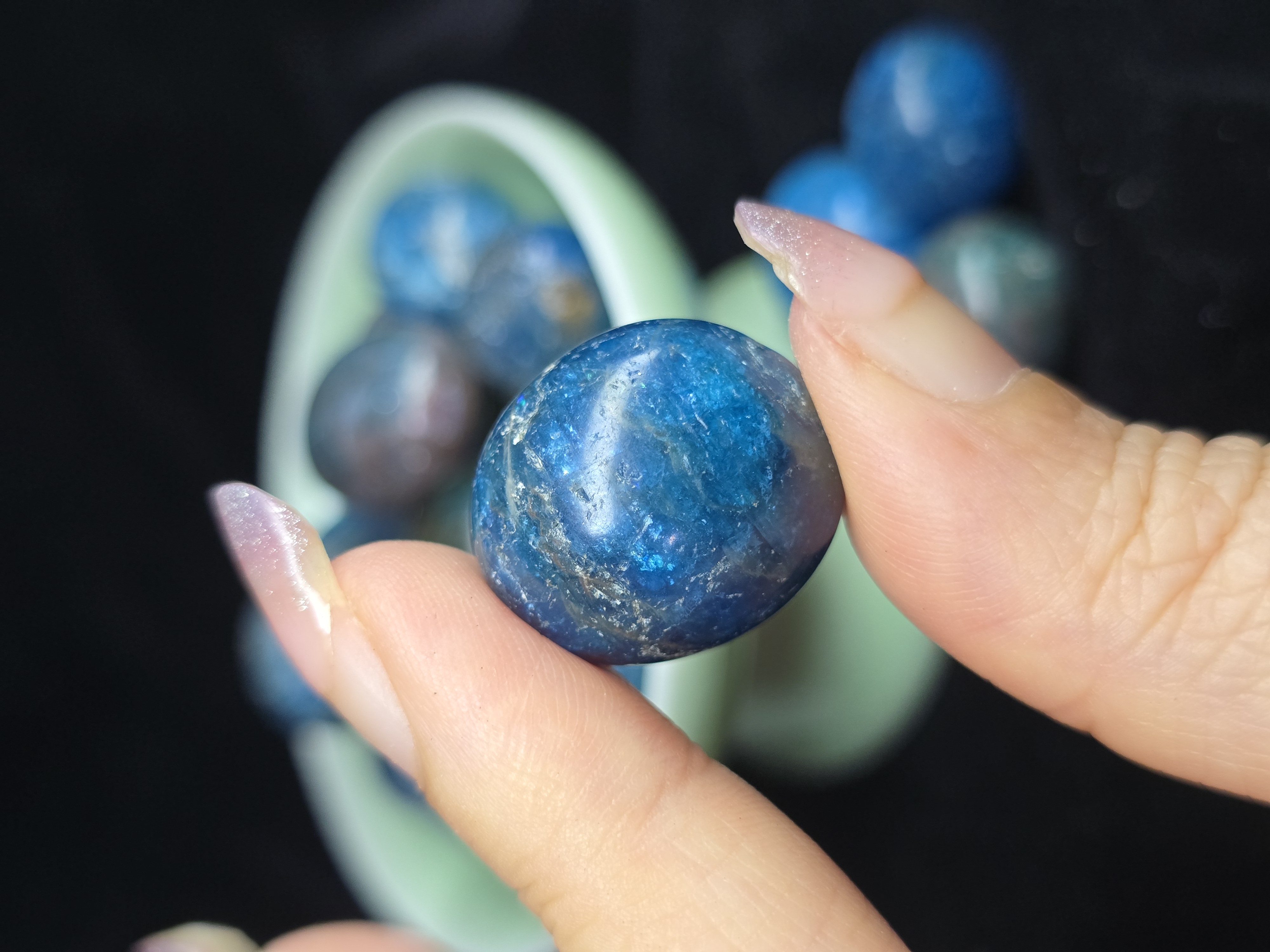 Đá cuội đã mài bóng / Tumbled Blue Apatite size 1 - 2cm/viên LOẠI HIGH QUALITY