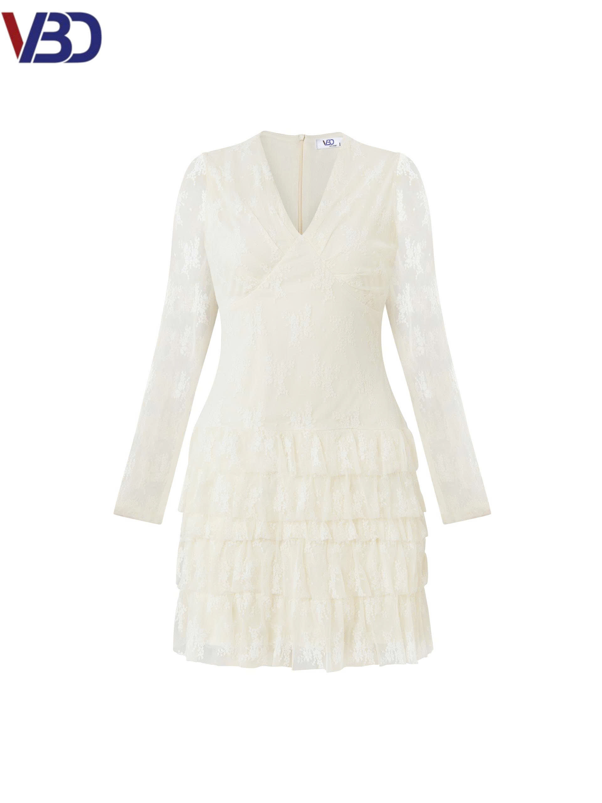 Đầm ren hoa nhún kiểu tầng bigsize DA172 dành cho nàng béo mập từ 55-95kg