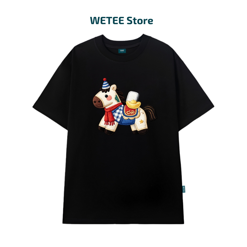 Áo thun Tết 2026 hình ngựa dáng oversized rộng nam nữ trẻ trung local brand WETEE - WU1124_thumbnail_3