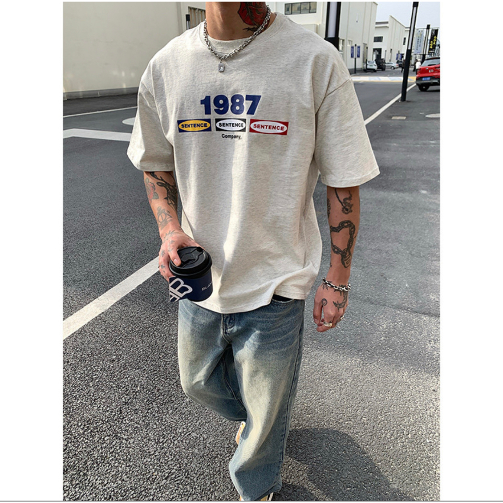 Áo thun nam form rộng ATD94 tay ngắn kiểu hàn quốc unisex vải cotton Miucho Man in Typography_thumbnail_2