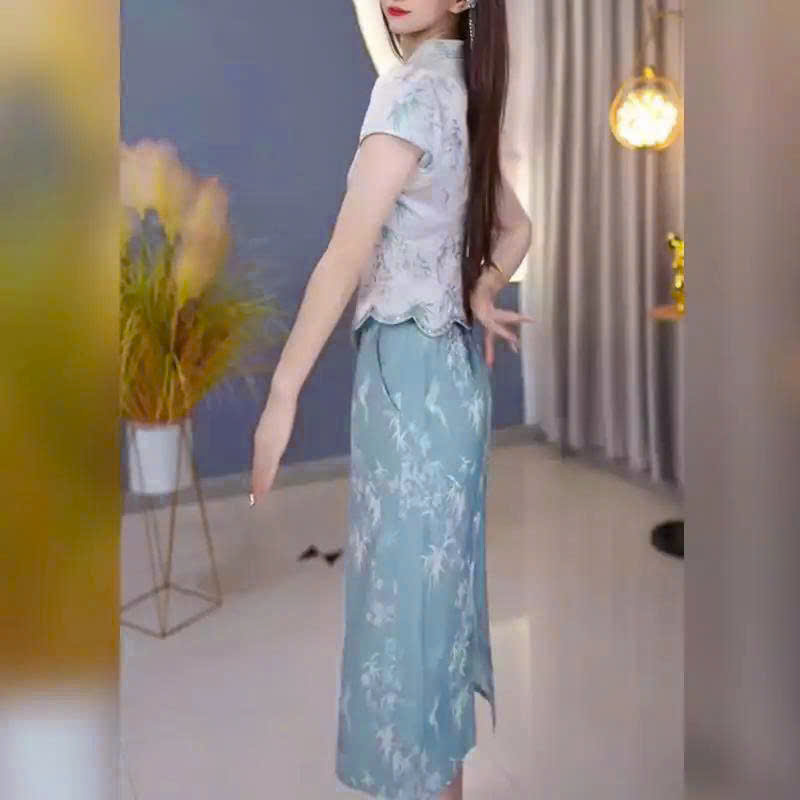 17973-Set áo chân váy lụa 2 da cổ tàu kết nút cách điệu ( lụa 2 da, viền ren,lót)_thumbnail_1