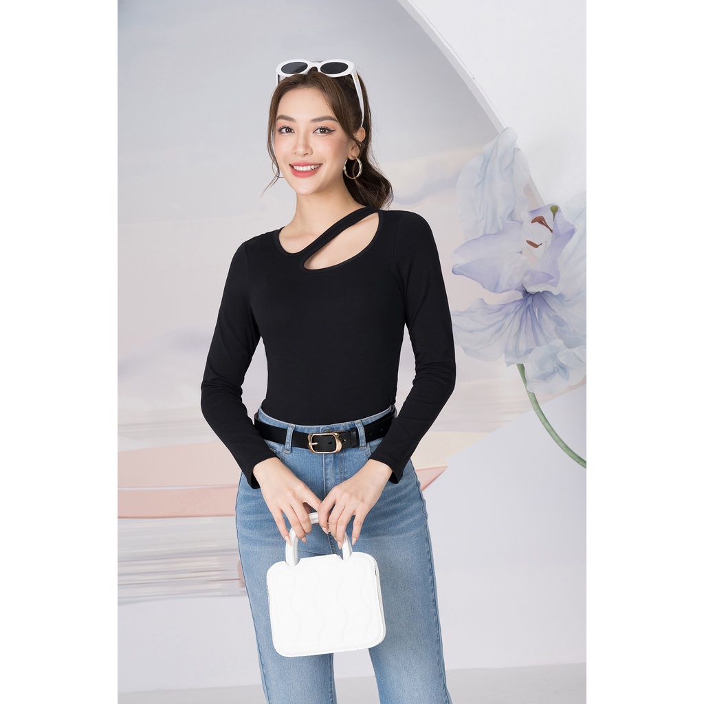 Áo thun nữ dài tay cổ khoét chéo - Áo thu đông chất liệu Borip LOZA - LT902185_thumbnail_1