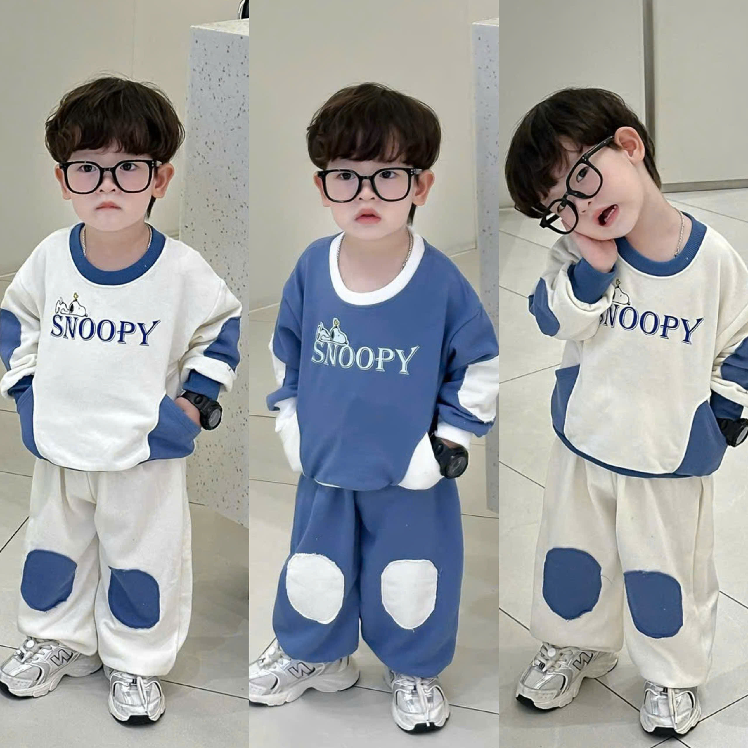 Q90 BỘ DÀI TAY SNOOPY TRẮNG XANH- A210.398