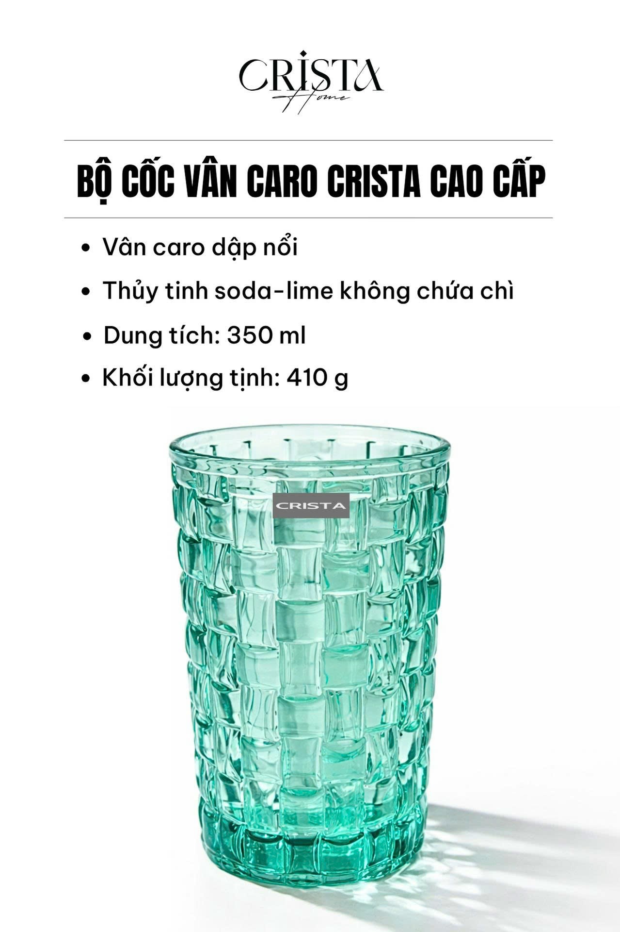 Bộ 6 cốc thủy tinh CRISTA HOME vân Caro to 350 ml_thumbnail_46