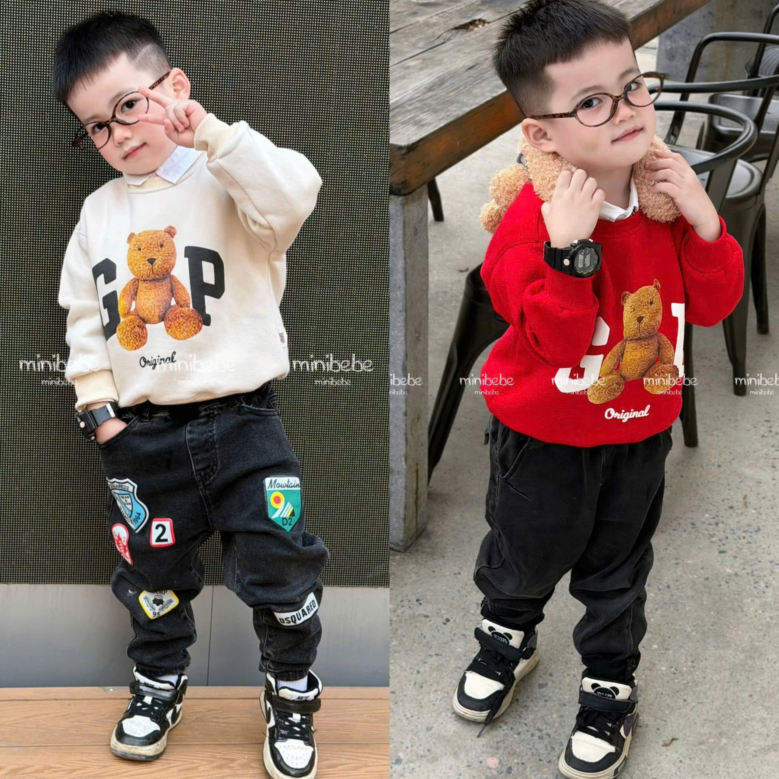 T83 SET 2 ÁO GẤU GAP ĐỎ BE- A106.269