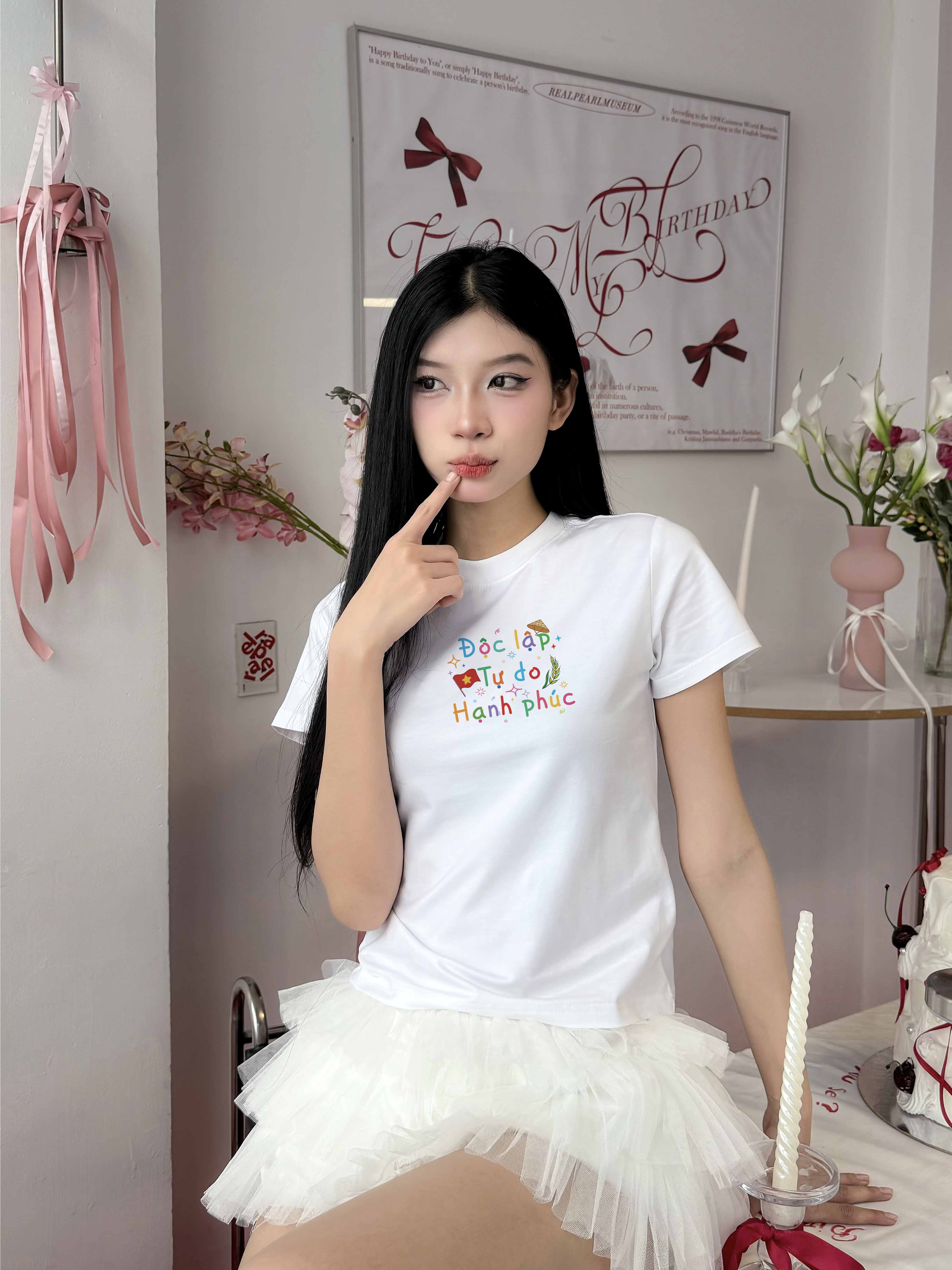 Áo baby tee ôm eo Việt Nam tôi yêu 2121 Miucho cổ tròn vải cotton 4c co giãn thoáng mát in mix_thumbnail_6