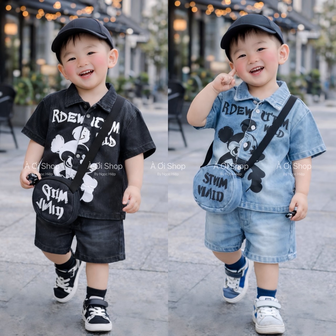 E65 BỘ SƠ MI BÒ MICKEY TRẮNG RIDEW- A108.325