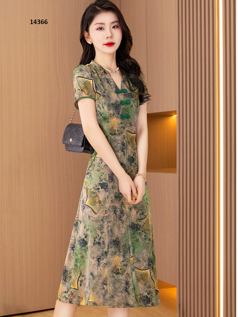 14366-Đầm form chữ A họa tiết rẻ quạt _thumbnail_1