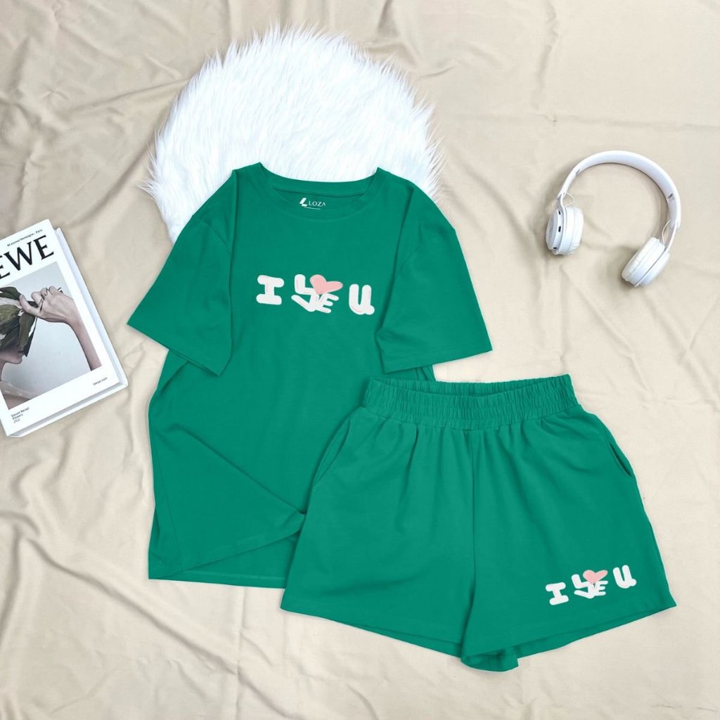 [Form Rộng] Set đồ nữ mùa hè - Đồ bộ nữ (áo thun dáng rộng + quần đùi) cotton Loza G0100_thumbnail_2