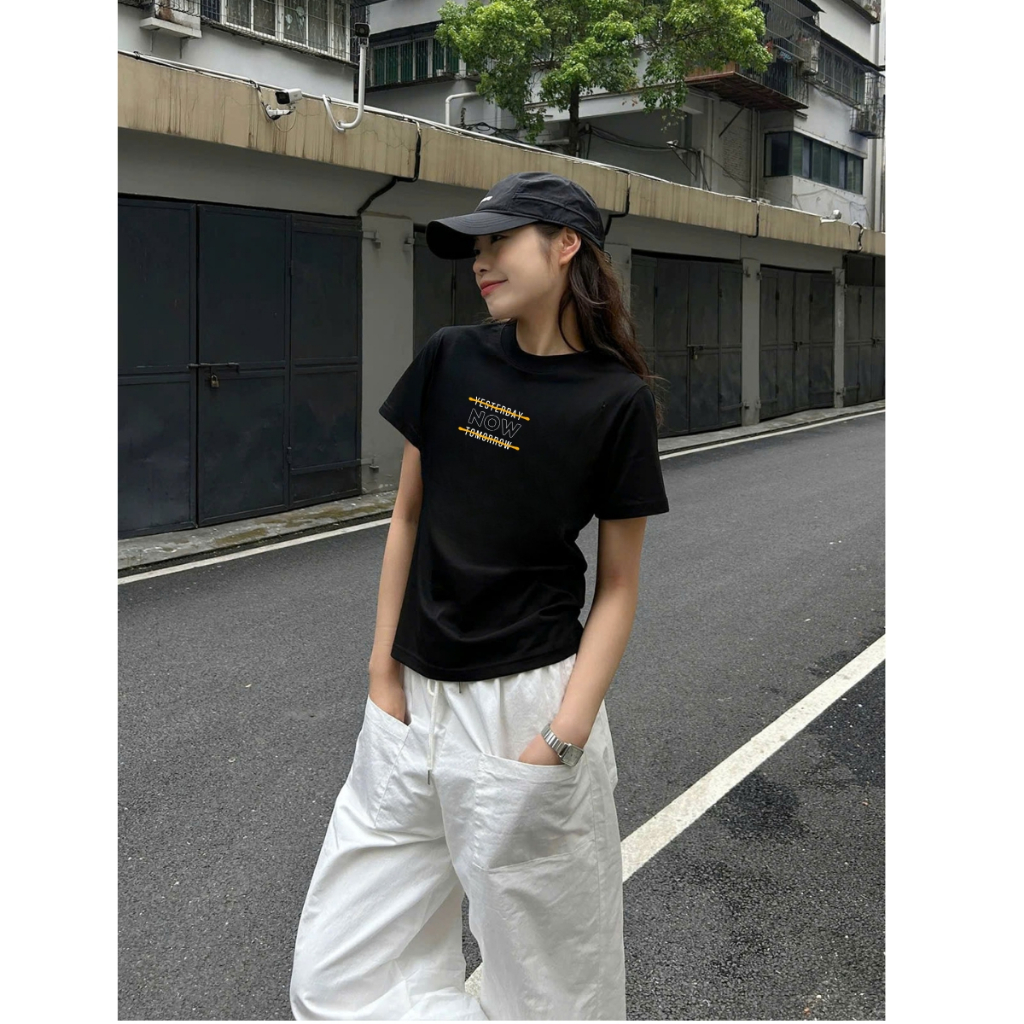 Áo Baby tee nữ NOW 2 màu trắng/đen chất cotton - Áo phông Baby tee nữ LOZA ET8243_thumbnail_0