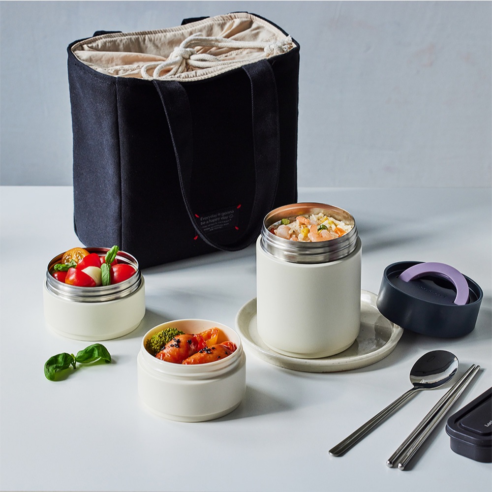 Bộ hộp cơm giữ nhiệt LocknLock All-Fit Lunch box (480ml*1, 310ml*1, 230ml*1) - Màu ngà