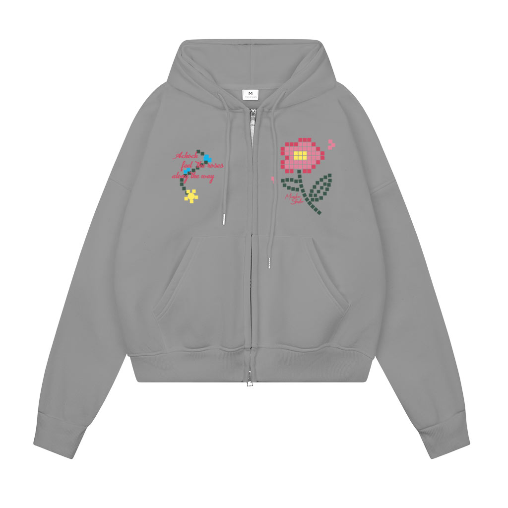 Áo hoodie zip boxy nỉ 2 da dày dặn HXD1574 Miucho mũ rộng khóa kéo in mix_thumbnail_7