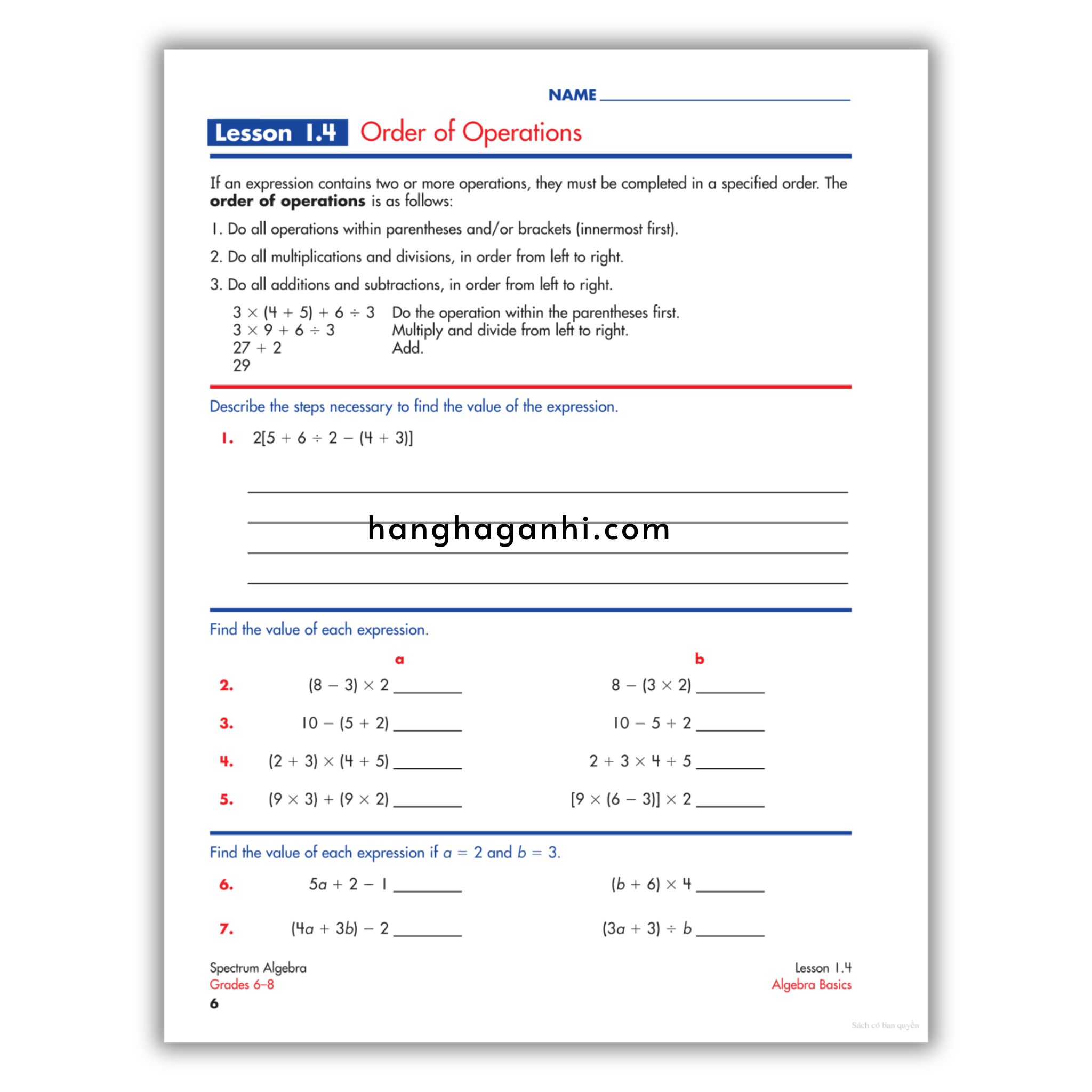 Sách Spectrum Algebra Workbook Grade 6-8_thumbnail_7
