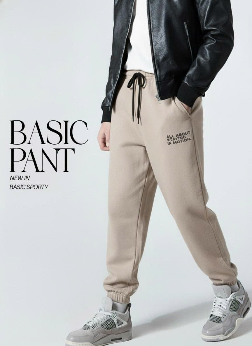 Quần nỉ bé trai màu be chun gấu