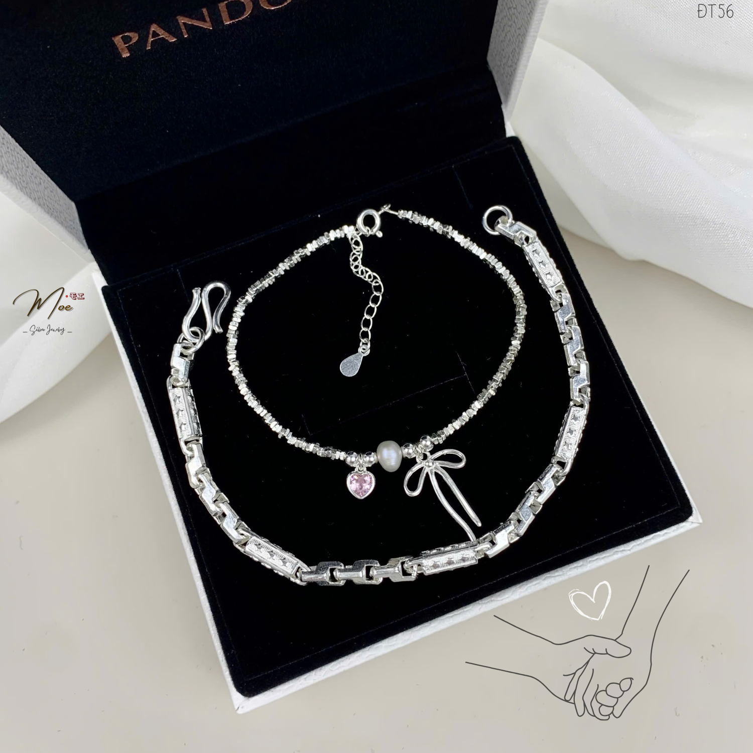 ĐT56 - Lắc tay đôi Nơ tiểu thư & ống đốt ngôi sao