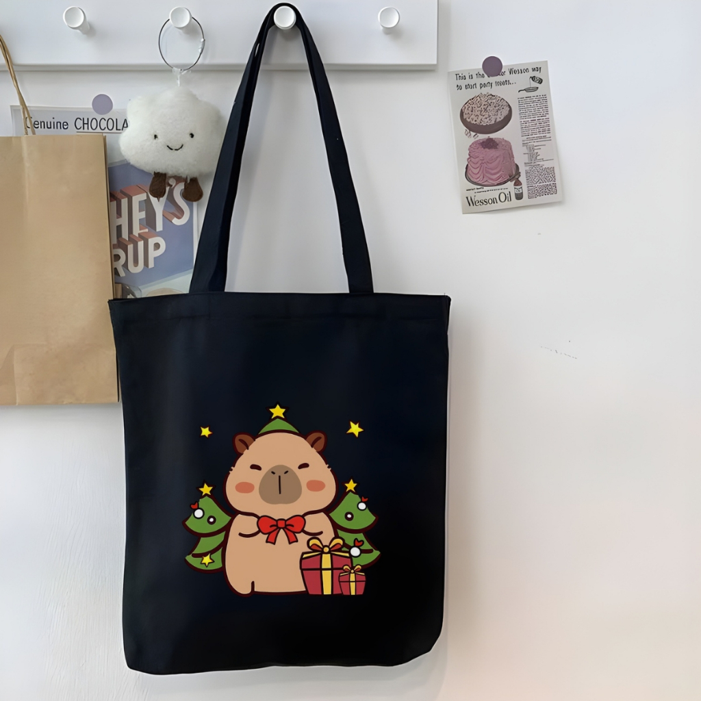 Túi tote vải canvas hình NOEL, Merry Christmas, đeo vai, có khóa kéo và ngăn phụ - WE TEE WTU08_thumbnail_2
