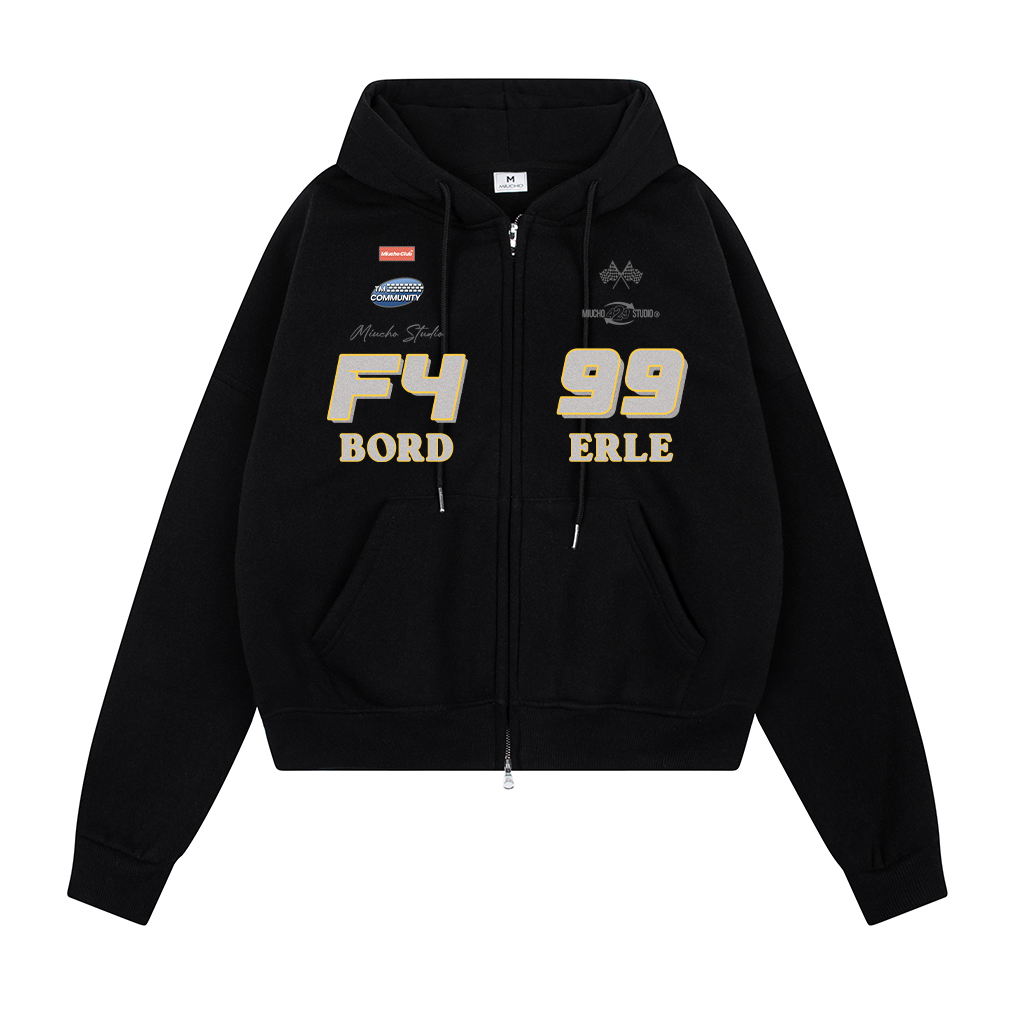 Áo hoodie zip dày basic form boxy HXD1573 Miucho Club vải nỉ bông khóa kéo mũ rộng in mix_thumbnail_4